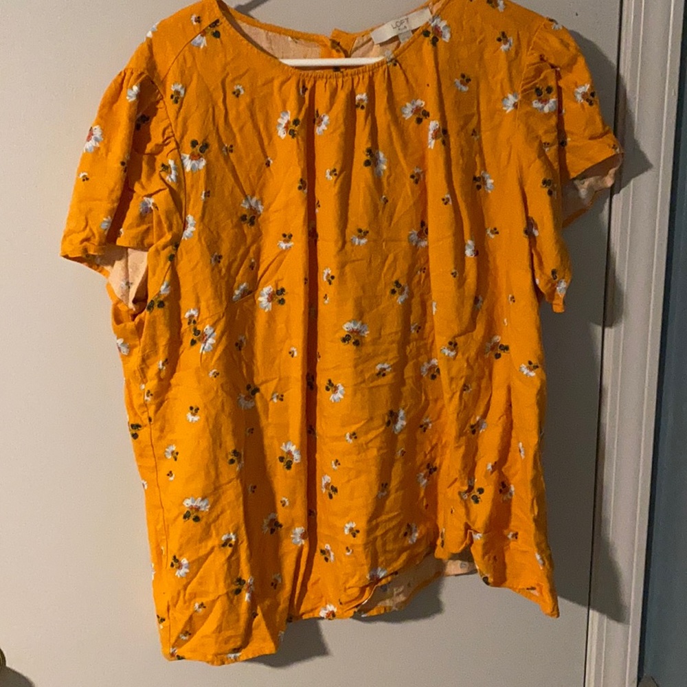 Loft yellow floral blouse with button down back